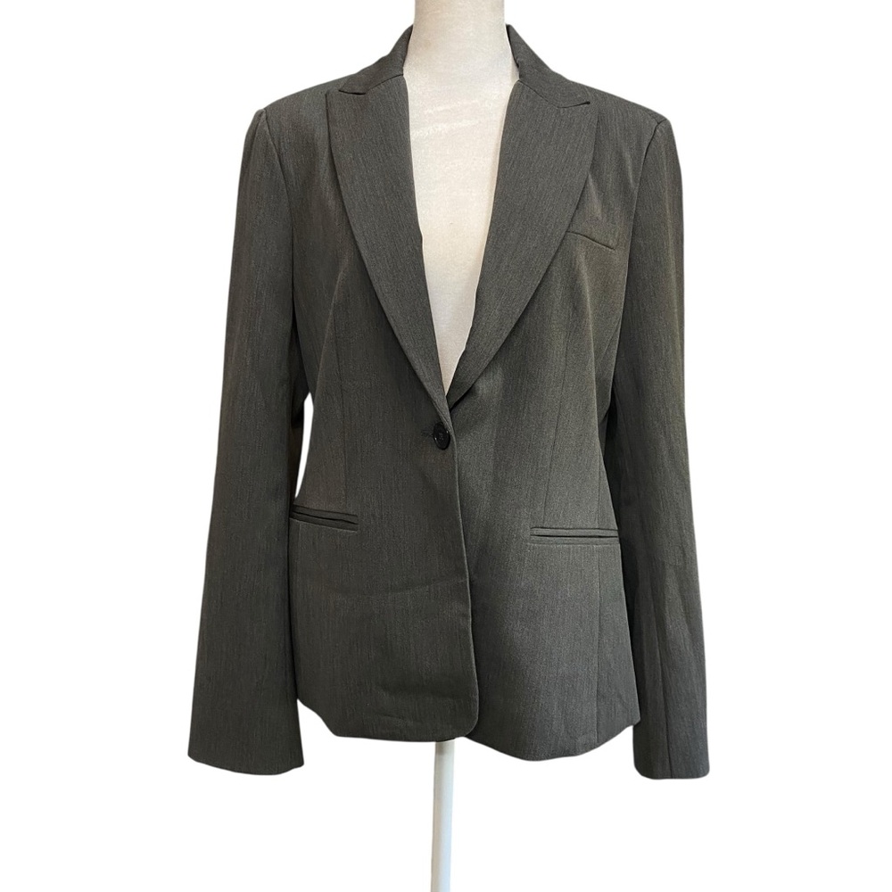 Express Gray Single-Button Tailored Blazer